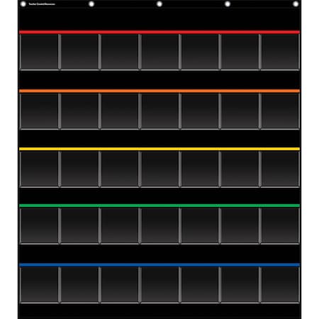 Black Storage Pocket Chart, 35 Pockets, 32.5 X 63.5